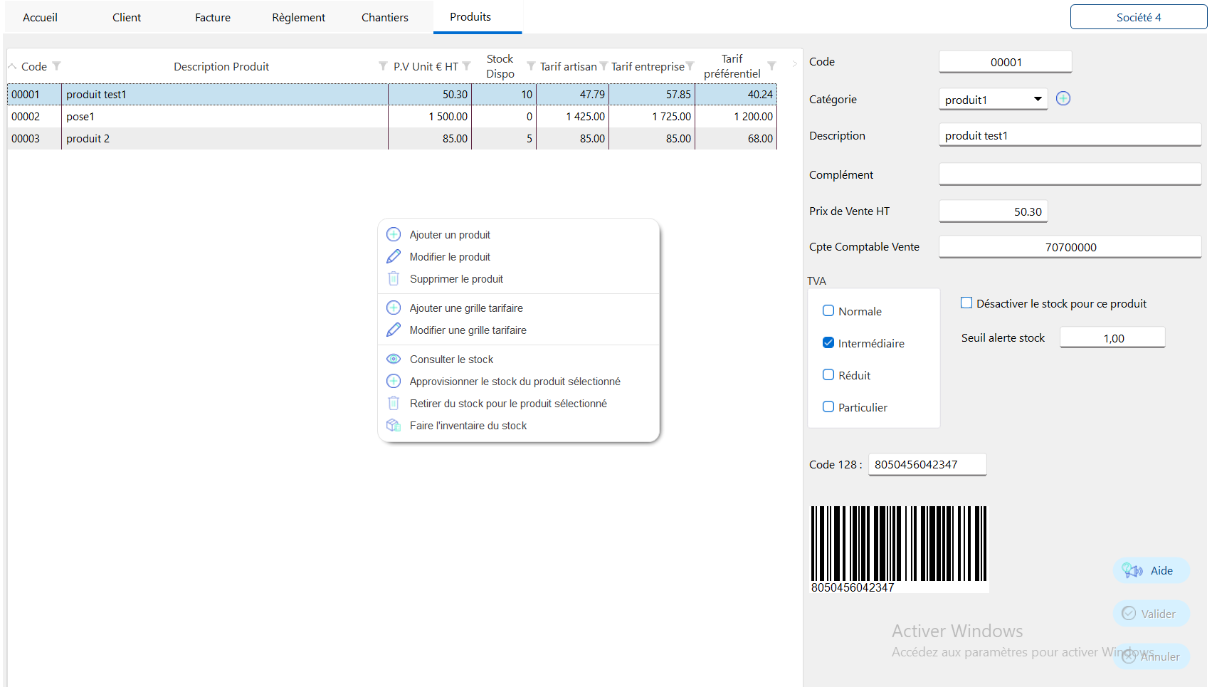 Gestion des produits
