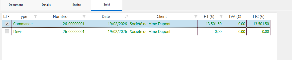 Liste des documents associé au doc sélectionné